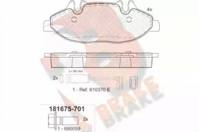R BRAKE rb1675701 -  Комплект тормозных колодок, дисковый тормоз